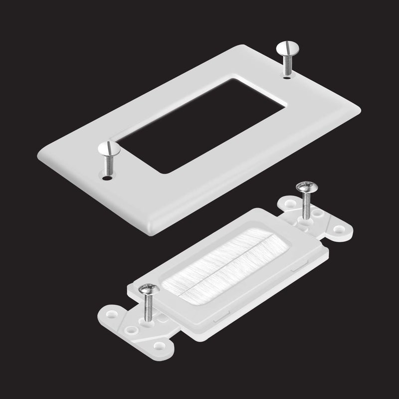 TOPGREENER Bristled Brush Wall Plate Multimedia Pass-Through Insert with Decorator Wall Plate for Low Voltage Cables, Size 1-Gang 4.50" x 2.75", Polycarbonate Thermoplastic, TG8891-2PCS, White 2 Pack - Image 4